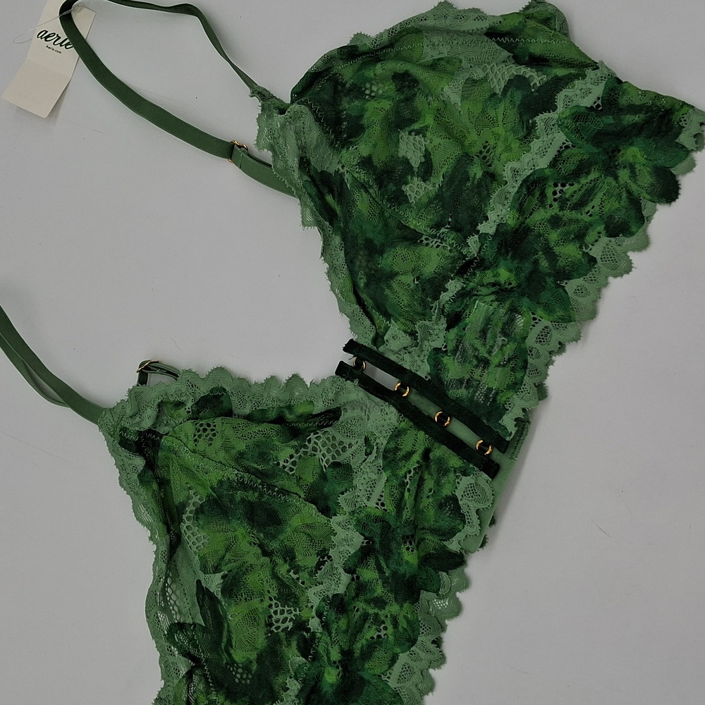 Aerie Sunkissed Lace Triangle Bralette Green Mission M
